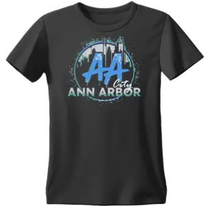 Black Ann Arbor city skyline t-shirt design