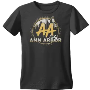 Black Ann Arbor city skyline graphic T-shirt
