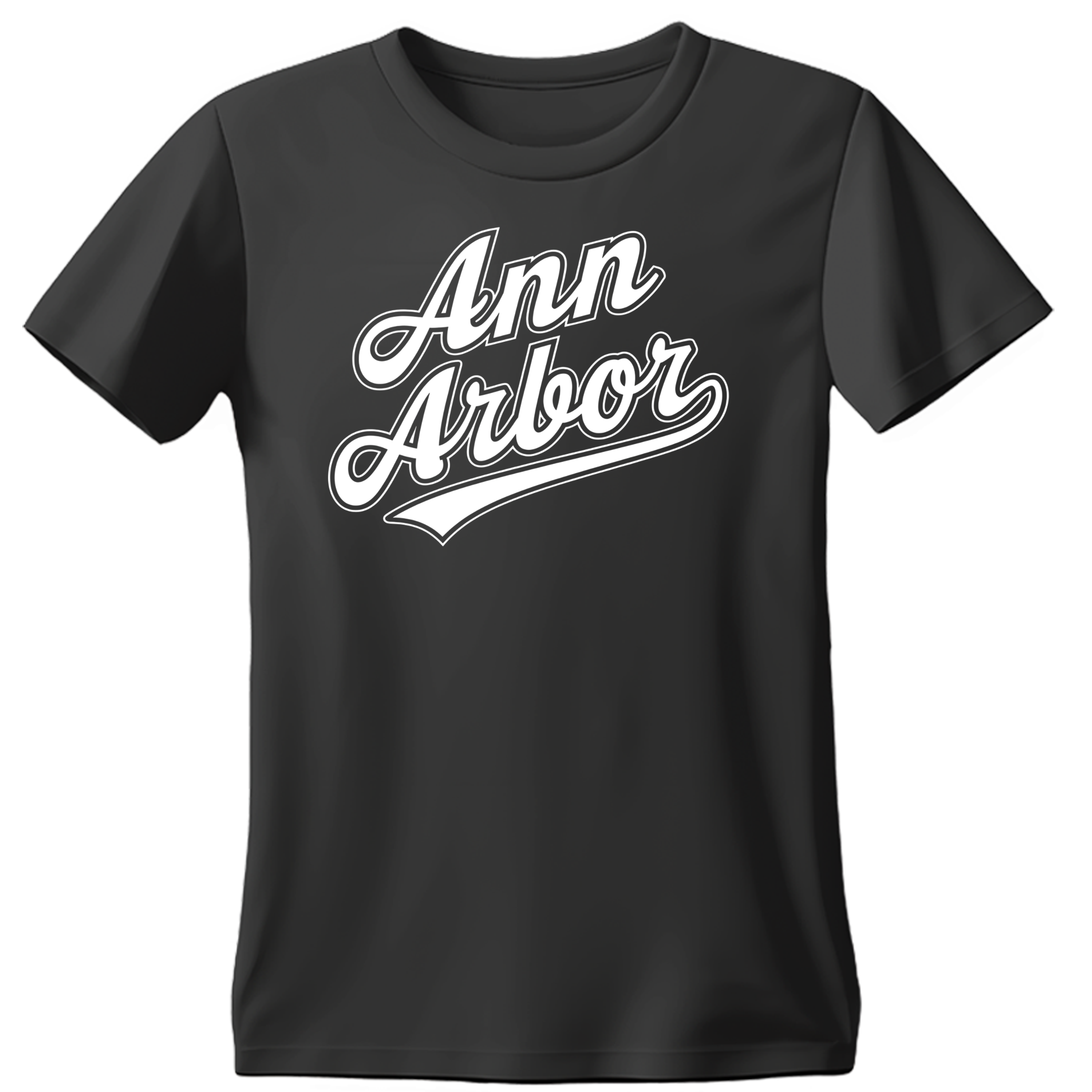 Black T-shirt with Ann Arbor text design
