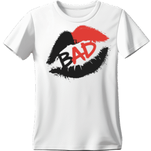 White t-shirt with bold graphic design
