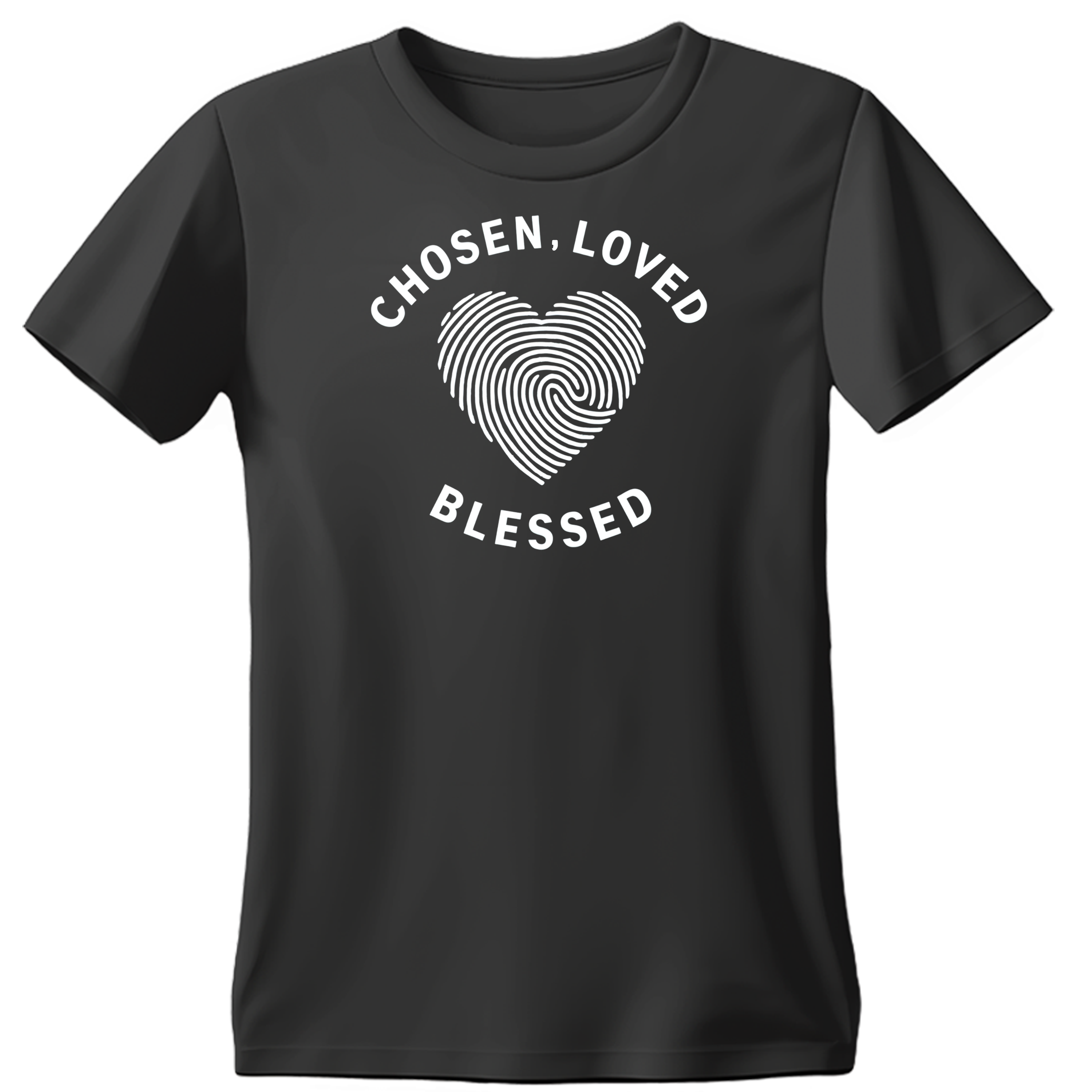 Black shirt with chosen loved blessed design