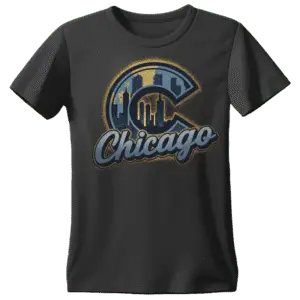 Black Chicago graphic t-shirt with city skyline